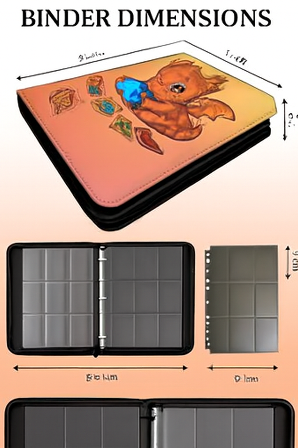 Binder Beast: 9 Pockets Card Binder with 50 Double-Sided pages about 900 Pockets Zip Album, PU Leather Waterproof Folder with Top-Loading for TCG Cards, Kids & Collectors