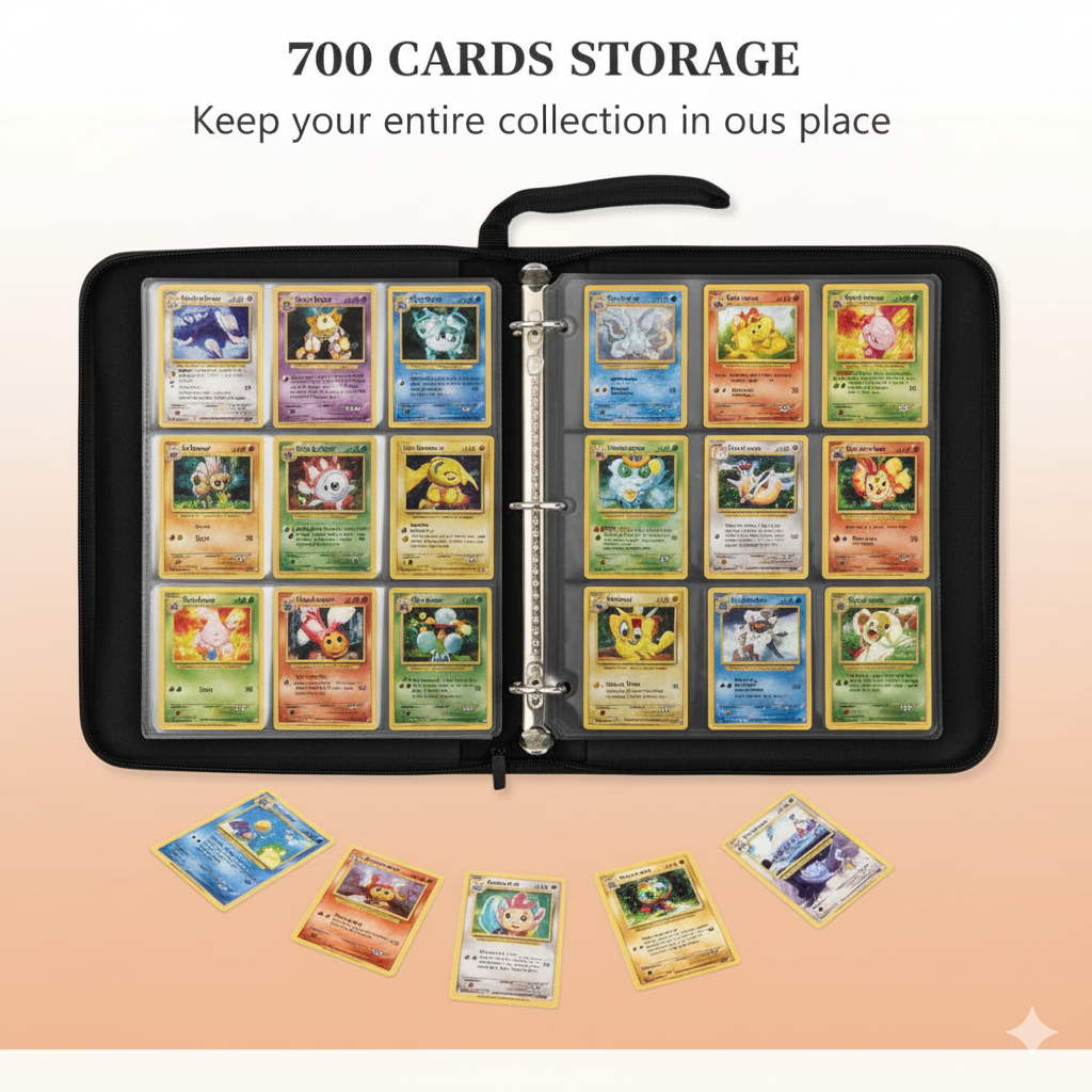 Binder Beast: 9 Pockets Card Binder with 50 Double-Sided pages about 900 Pockets Zip Album, PU Leather Waterproof Folder with Top-Loading for TCG Cards, Kids & Collectors