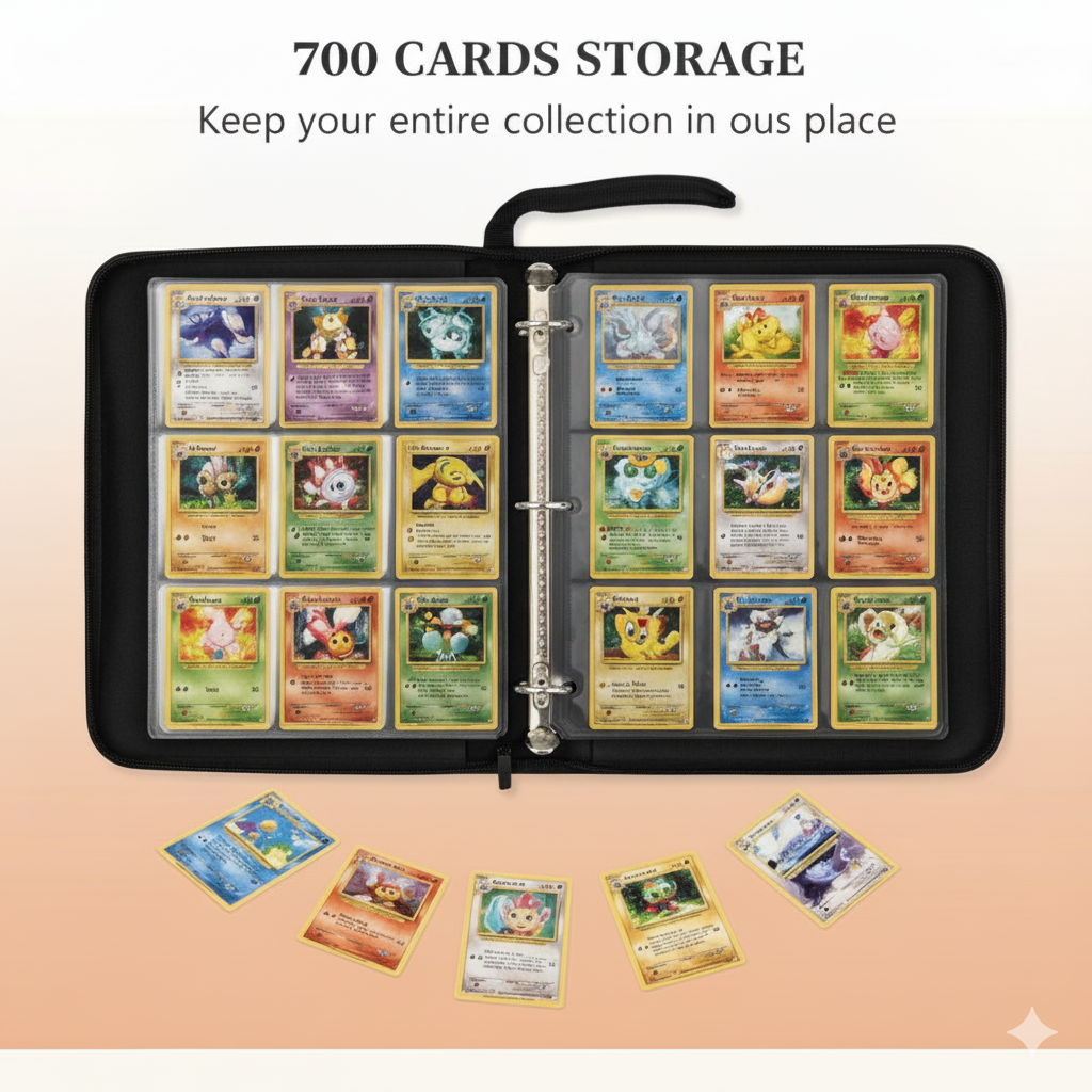 Binder Beast: 9 Pockets Card Binder with 50 Double-Sided pages about 900 Pockets Zip Album, PU Leather Waterproof Folder with Top-Loading for TCG Cards, Kids & Collectors