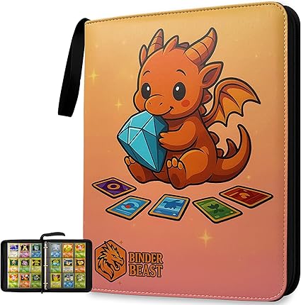 Binder Beast: 9 Pockets Card Binder with 50 Double-Sided pages about 900 Pockets Zip Album, PU Leather Waterproof Folder with Top-Loading for TCG Cards, Kids & Collectors