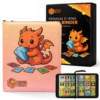 Binder Beast Dragon Design Pokemon Card Binder - 9 Pocket 900 Capacity Premium D-Ring Zip Binder with Gift Box and Trading Card Pages