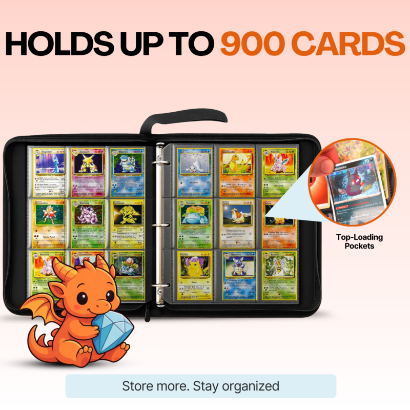 Dragon Pokemon Card Binder Front View with Premium Gift Box Packaging