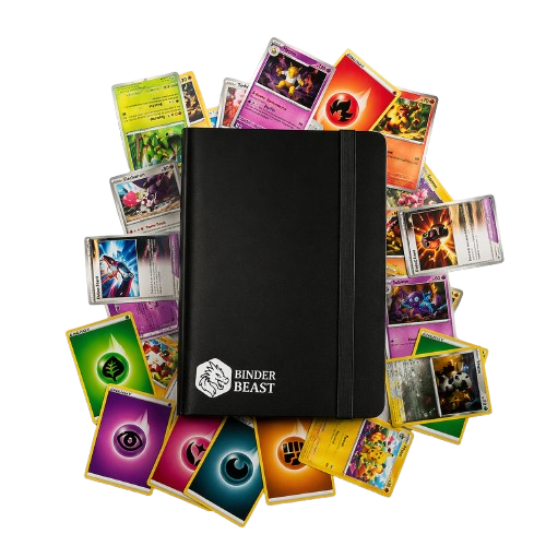 Black Trading Card Binder Front View with Binder Beast Logo
